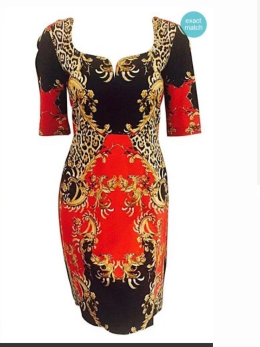 $600 Just Cavalli Red Baroque Leopard Print Sheath Dress Sz Large Made In Italy